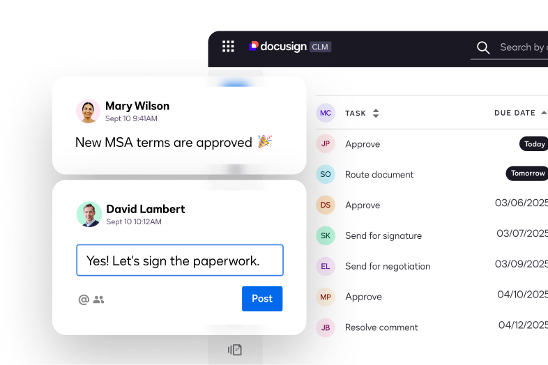 UI showing Docusign CLM