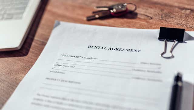 Rental agreement contract on the deck
